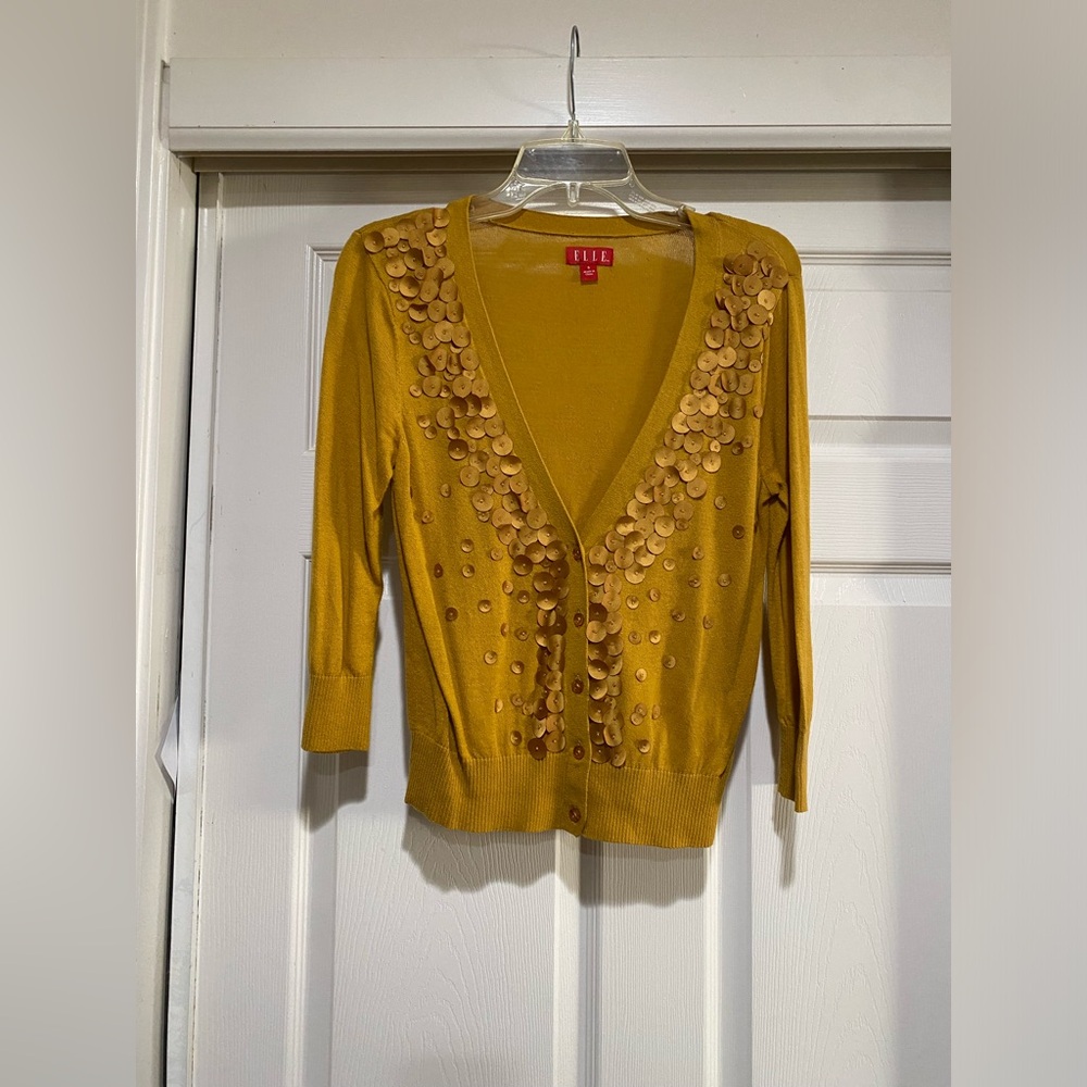Elle Mustard Yellow Women's Cardigan Size Small